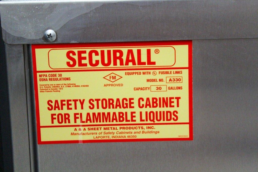 Securall Flammable Safety Storage Cabinet A330, VG Condition, USA Made