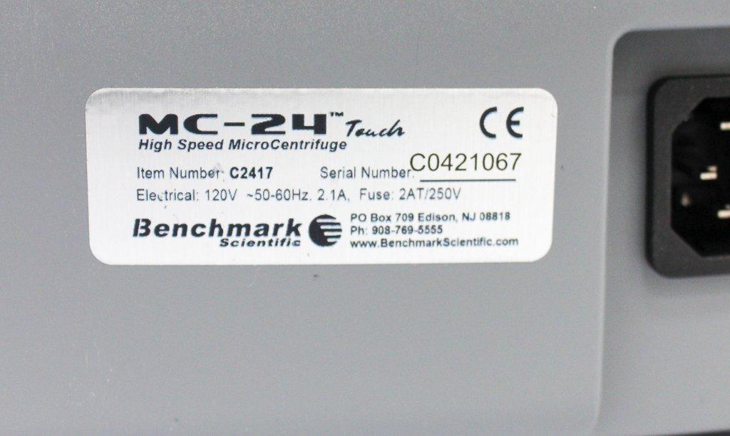 Benchmark MC-24 Touch High Speed Microcentrifuge 21500 RPM | Includes Cord