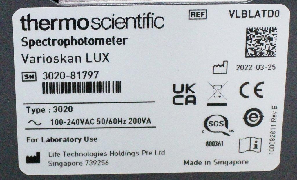 Thermo Varioskan LUX Spectrophotometer Multi-Mode, Absorbance & Fluorescence