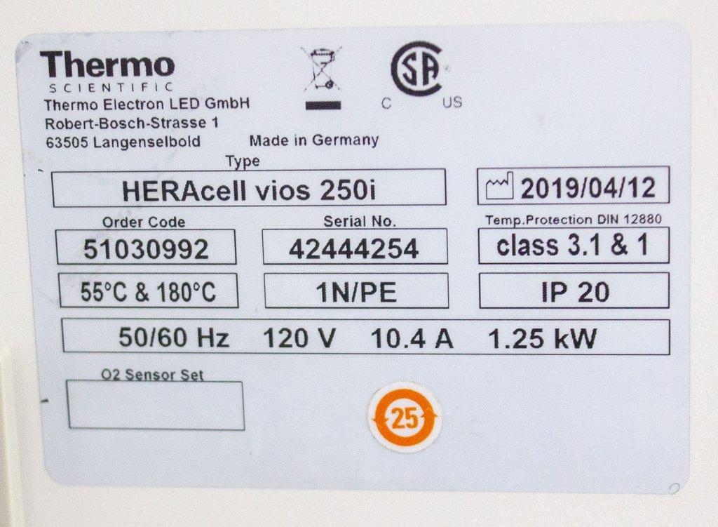 Thermo HERAcell Vios 250i CO2 Incubator 255L Stainless Steel, iCAN Control