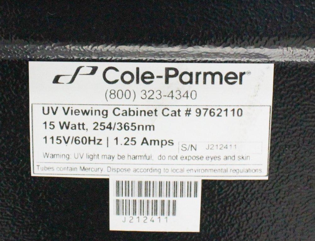 Cole Parmer UV Viewing Cabinet Lab Hood 9762110 254/365nm Fair Condition