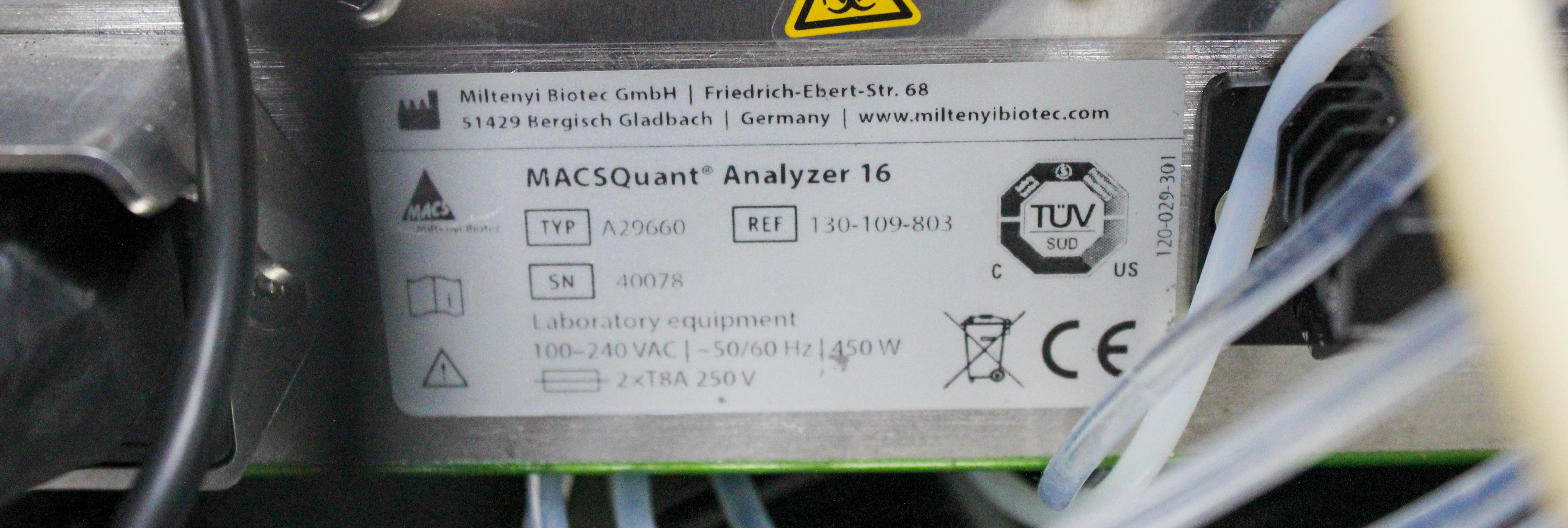 Miltenyi MACSQuant Analyzer 16 Flow Cytometry 16 Optical Parameters
