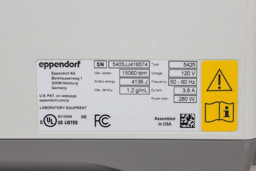 Eppendorf Centrifuge 5425 Benchtop Microcentrifuge 24x2 FA Rotor 14000 RPM