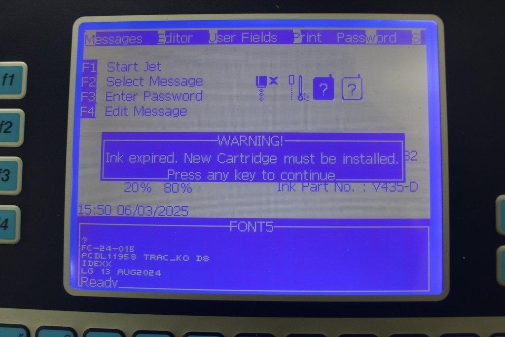 Videojet 1520 Continuous Inkjet Printer for Medium-Duty Coding Applications