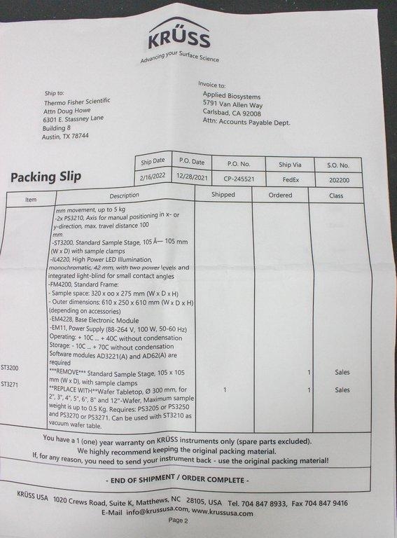 Kruss DSA30 Contact Angle Analyzer for Surface Characterization