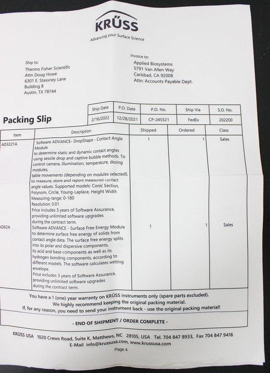 Kruss DSA30 Contact Angle Analyzer for Surface Characterization