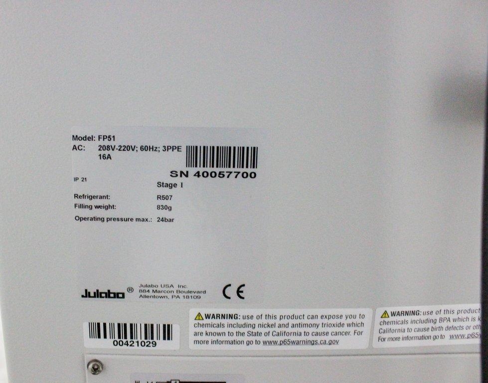 Julabo FP51 Chiller Heater 51 to 200C 22-26L Min Near New Condition