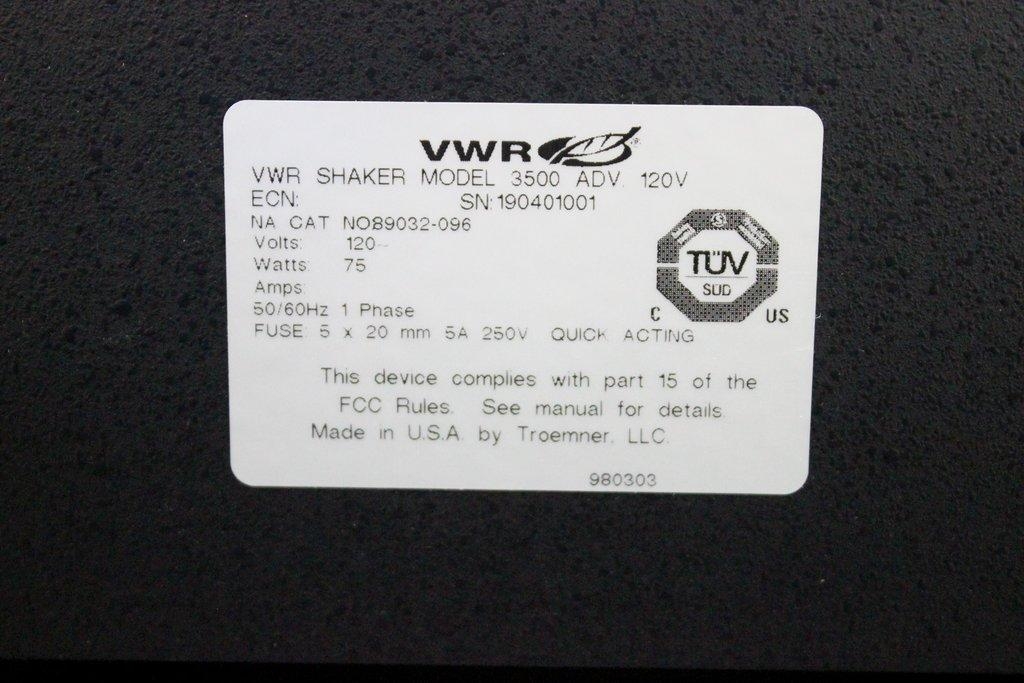 VWR NO89032-096 Shaker 3500 Benchtop Incubator Shaker Variable Speed