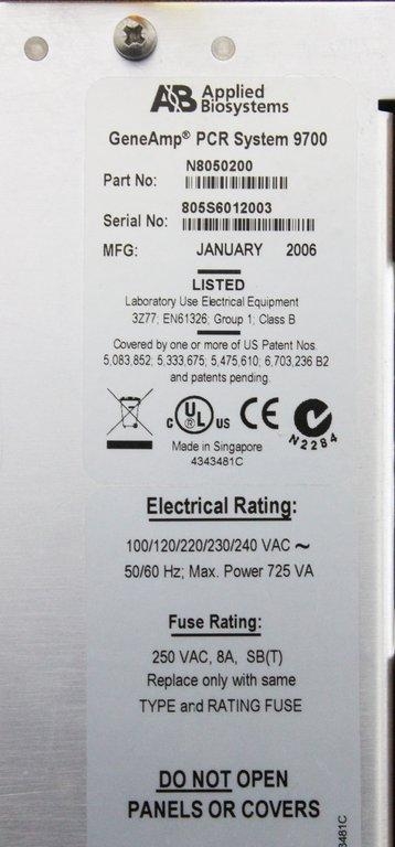 Applied Biosystems GeneAmp PCR System 9700 96-Well Block DNA Amplification