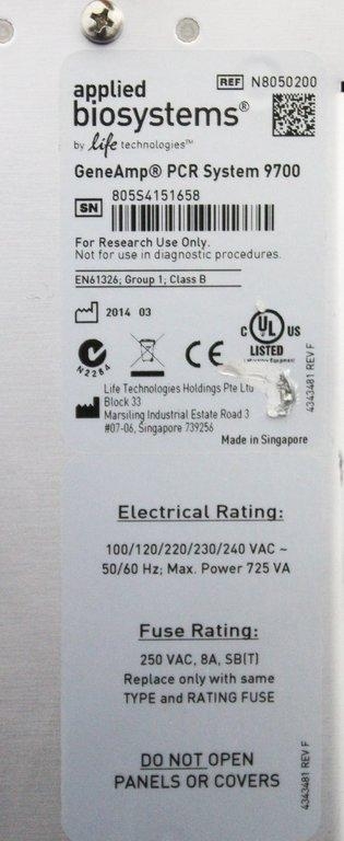 ABI GeneAmp PCR 9700 System 96-Well Ideal for Molecular Biology Labs