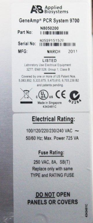 ABI GeneAmp PCR System 9700 96-Well Block Molecular Biology VG Tested
