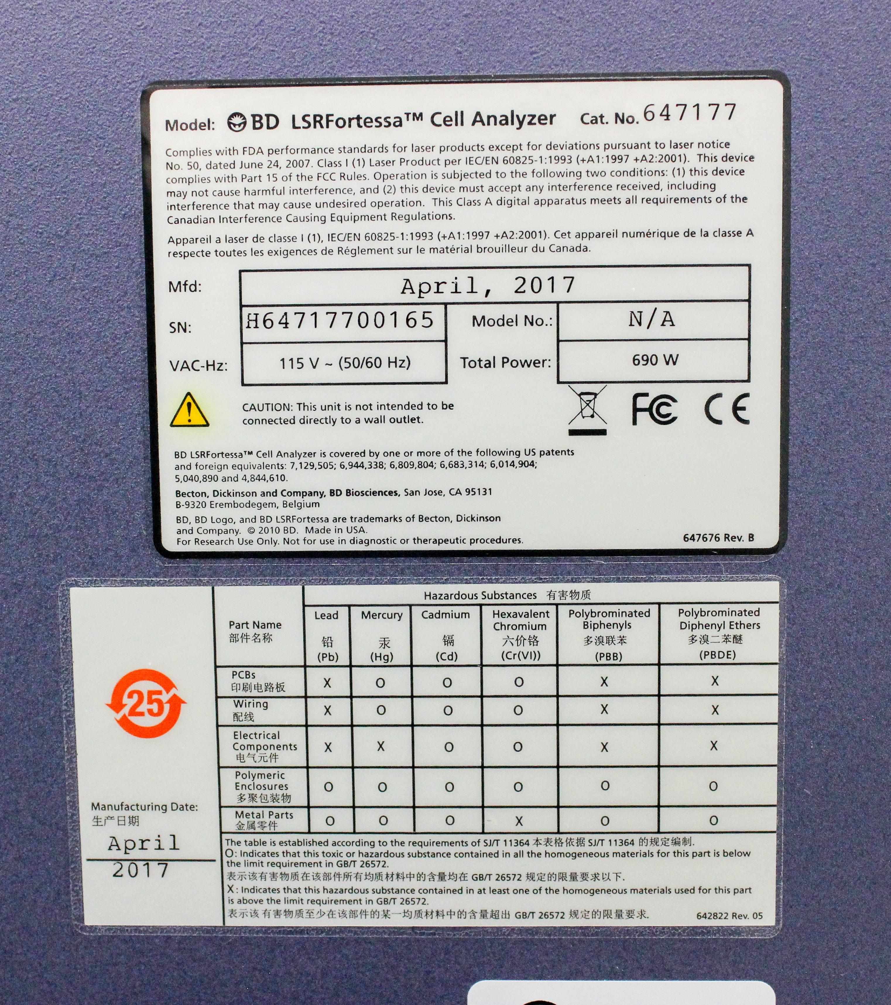 BD Biosciences LSRFortessa Cell Analyzer with HT Sampler, Up to 18 Colors
