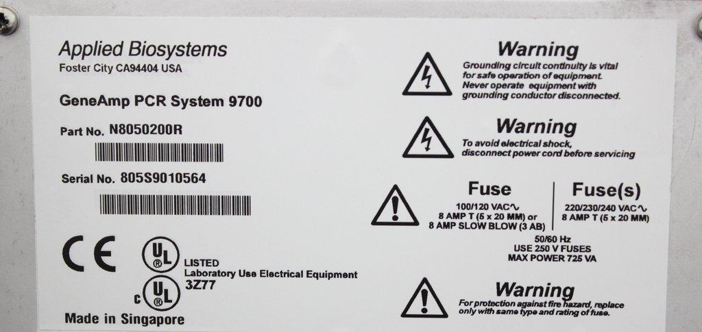 Applied Biosystems GeneAmp PCR System 9700 96-Well Block PCR Machine