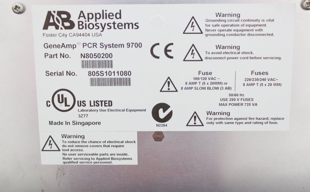 ABI GeneAmp PCR System 9700 PCR Thermal Cycler 96-Well Passes Tests