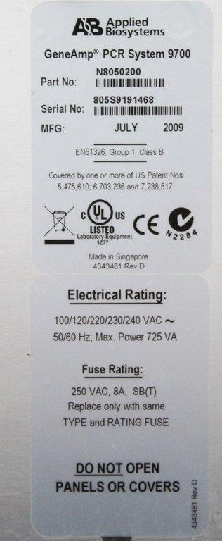 ABI GeneAmp PCR System 9700 96-Well Molecular Biology Thermal Cycler