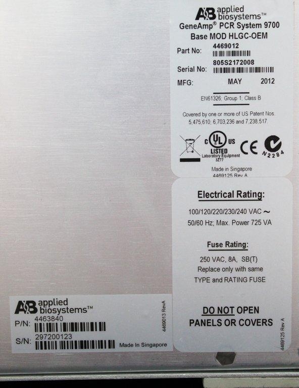 ABI GeneAmp PCR System 9700 Base Molecular Biology Thermal Cycler 2012 Tested
