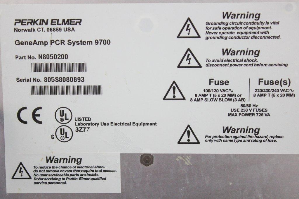 ABI GeneAmp PCR System 9700 96-Well Block N8050200 PCR Thermal Cycler