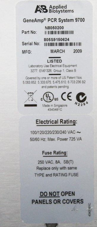 ABI GeneAmp PCR System 9700 Thermal Cycler 96-Well Tested PCR Analysis