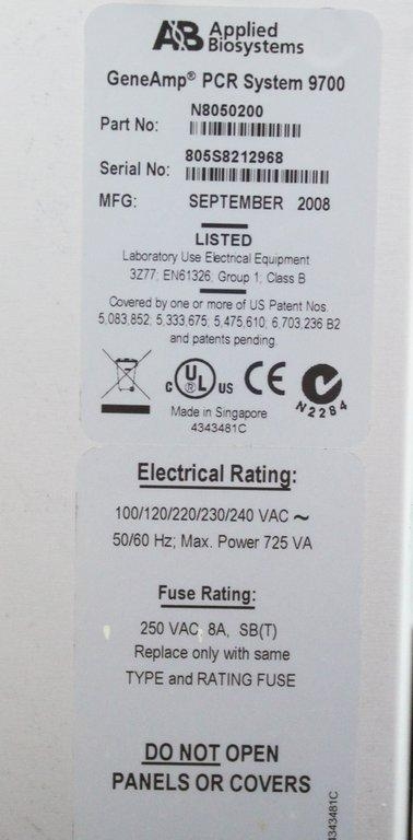ABI GeneAmp PCR System 9700 96-Well Block Molecular PCR Analyzer 2008