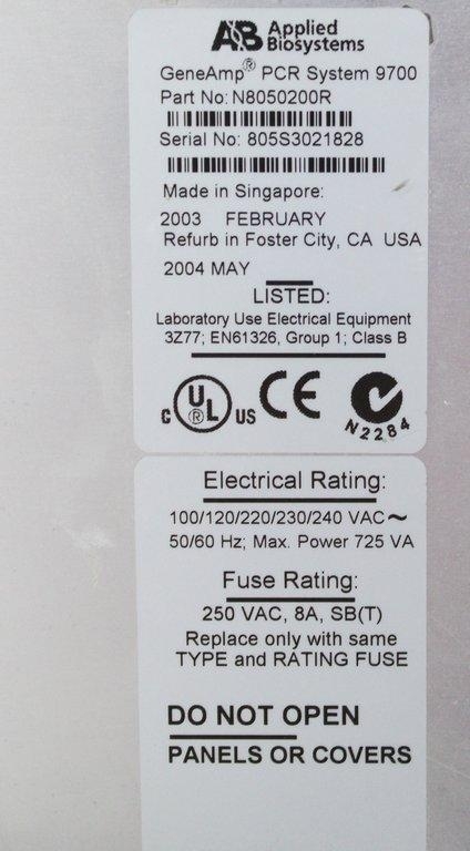 ABI GeneAmp PCR System 9700 96-Well Block N8050200 Tested VG Condition