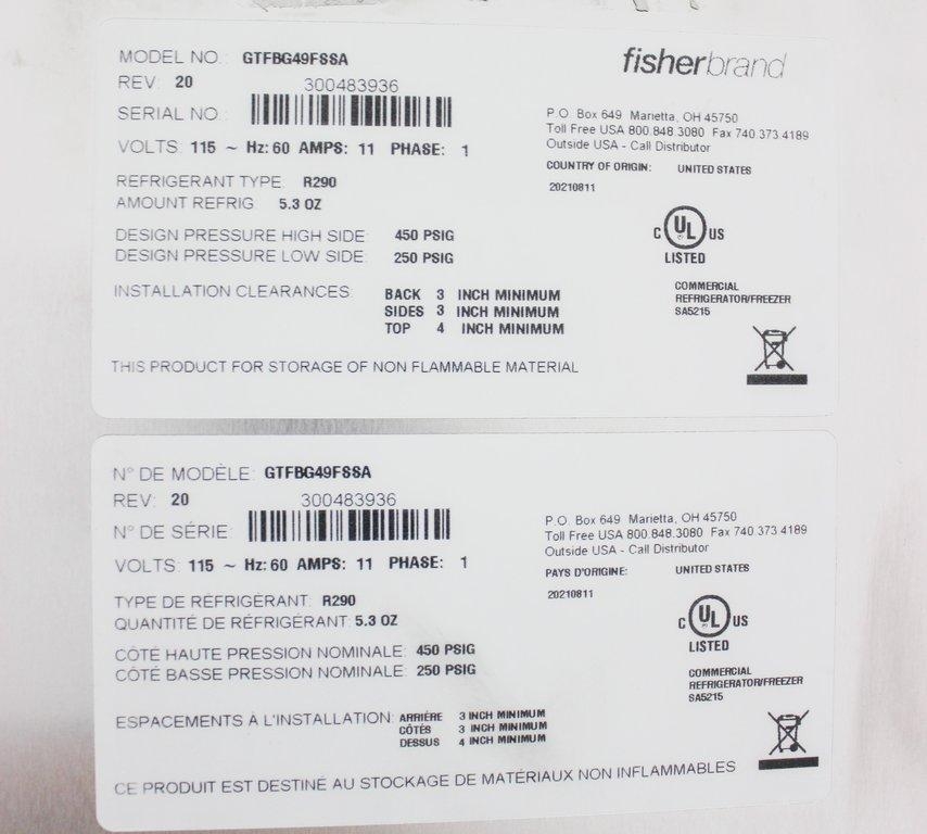 Fisherbrand GTFBG49FSSA Isotemp Laboratory Freezer 49 cu. ft. Stainless Steel