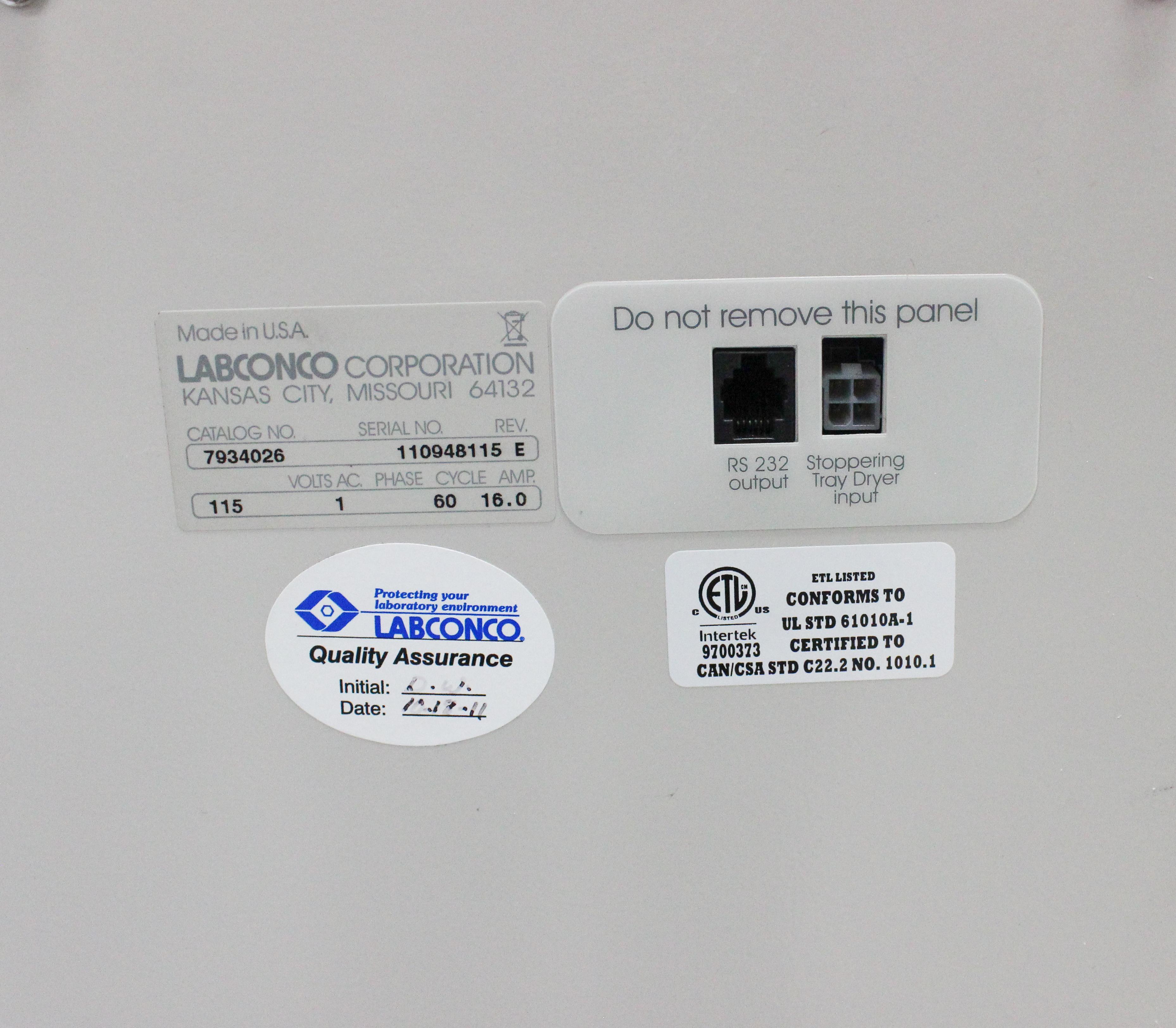 Labconco FreeZone 6 Plus Freeze Dryer 6L -84C Vacuum Lyophilizer