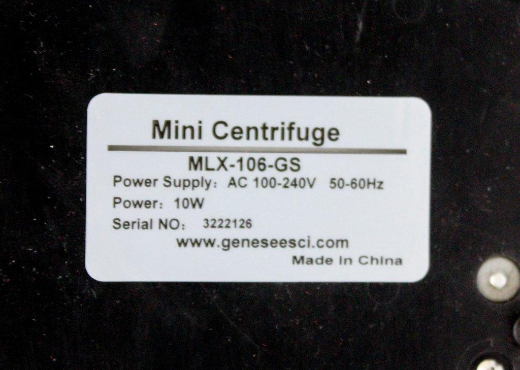 Genesee Mini Centrifuge MLX-106-GS Compact High-Speed Spin 2400RPM Lab Use