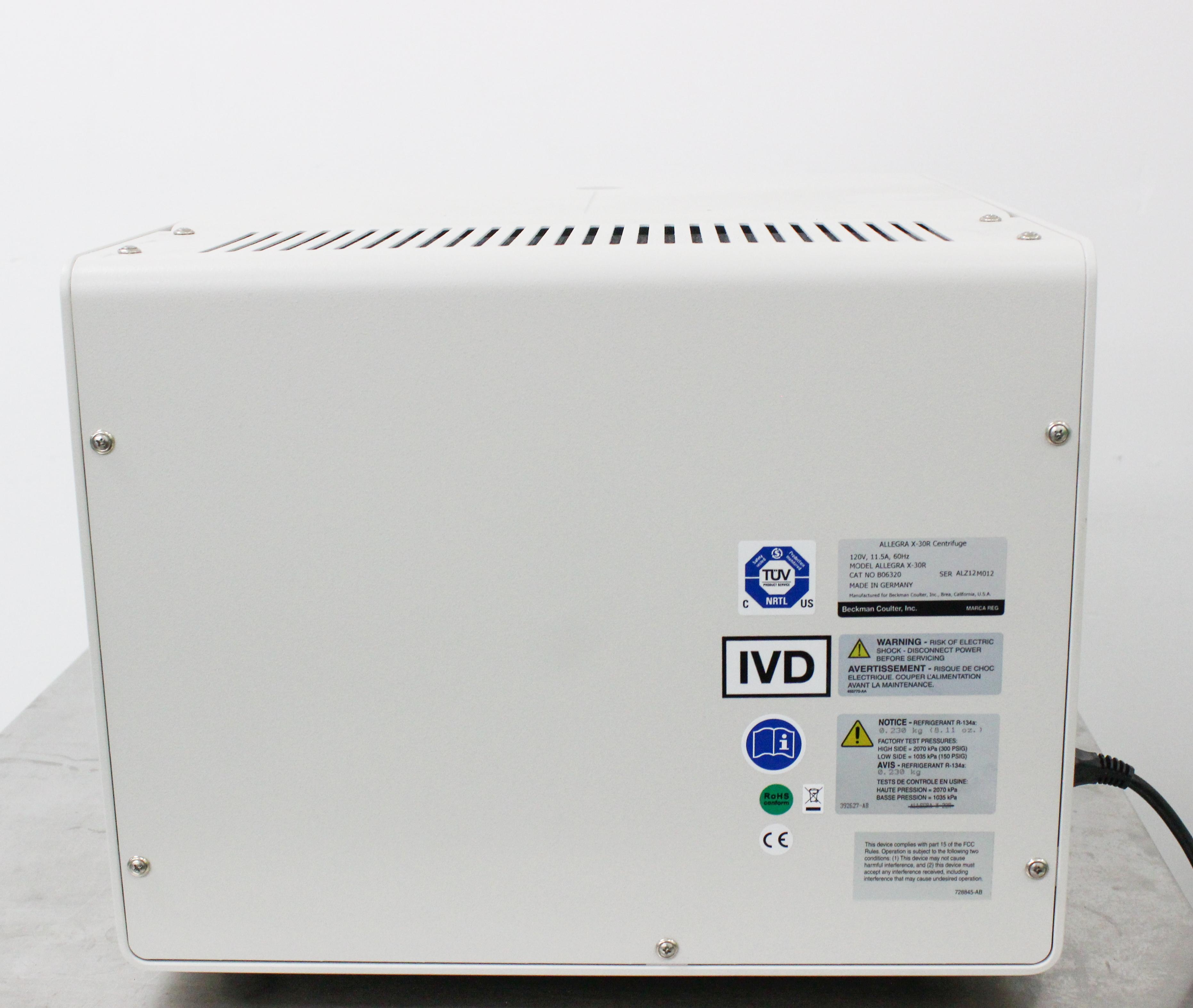 Beckman Coulter Allegra X-30R Centrifuge with 18,000 RPM, 120V, Refrigerated