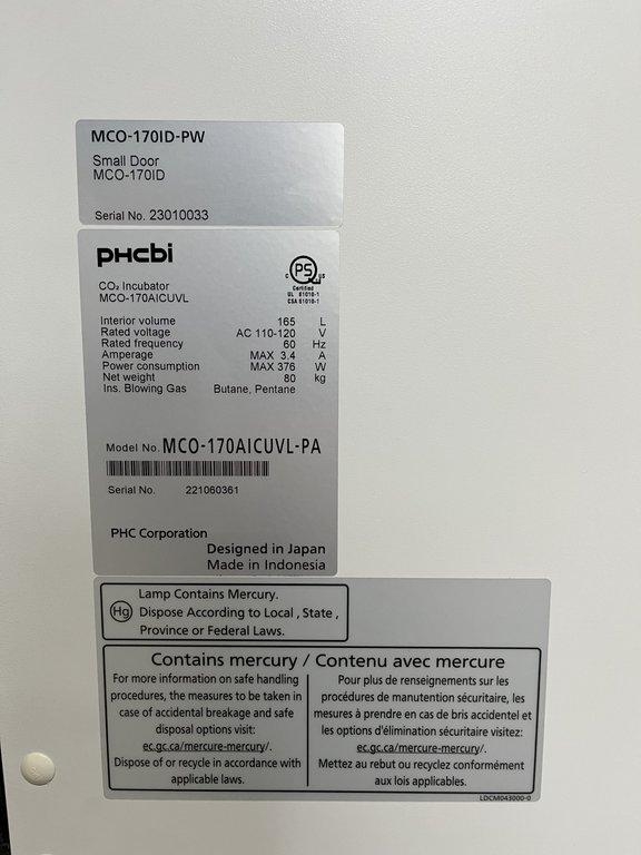phcbi MCO-170AICUVL-PA CO2 Incubator Lab Equipment 170L High Precision Control