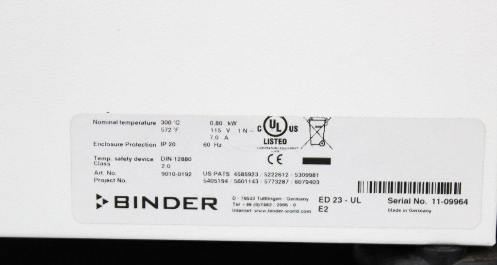 Binder ED23-UL Oven for Drying/Heating, 150°C, 120V, VG Condition