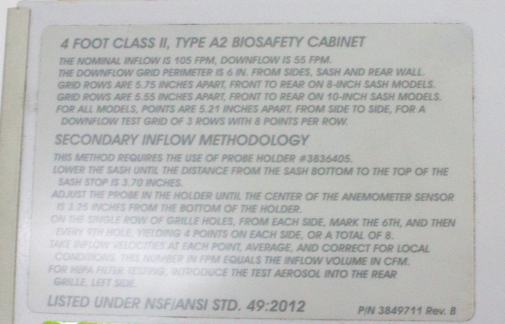 Labconco Purifier Logic+ 4Ft A2 Biosafety Cabinet HEPA Filter System 115V