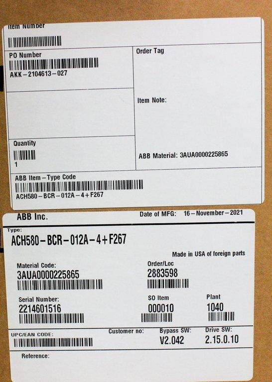 ABB ACH580-BCR-012A-4 HVAC AC Drive 7.5HP 480V 12A Bluetooth HVAC Control