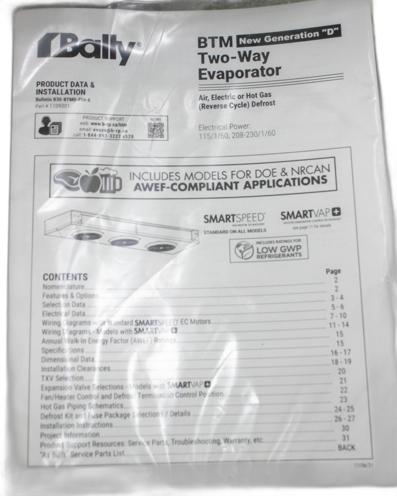 Bally BTM207MA-S1D-034A Two-Way Evaporator A421ABC-02C, New Condition