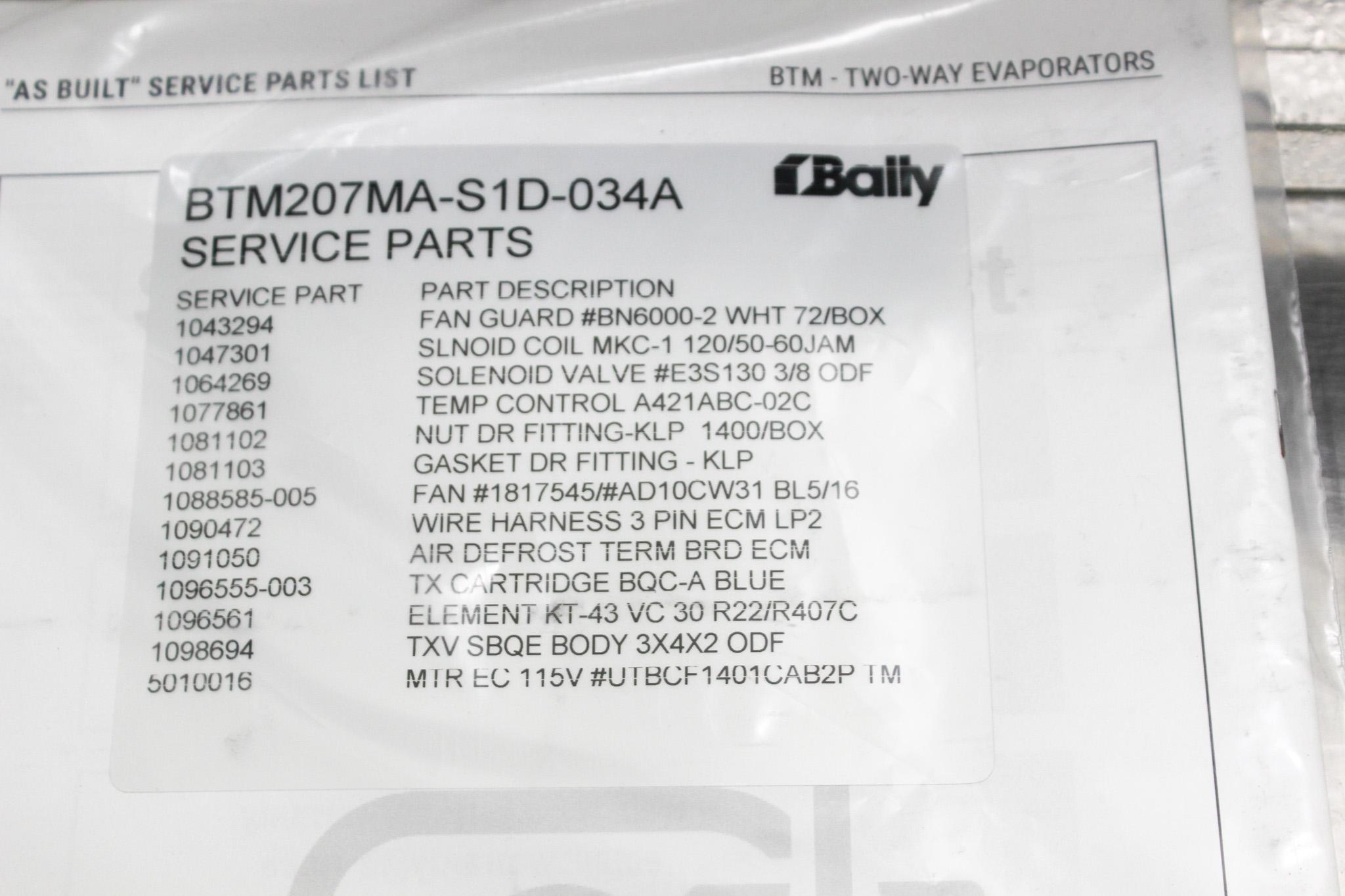 Bally BTM207MA-S1D-034A Two-Way Evaporator A421ABC-02C, New Condition