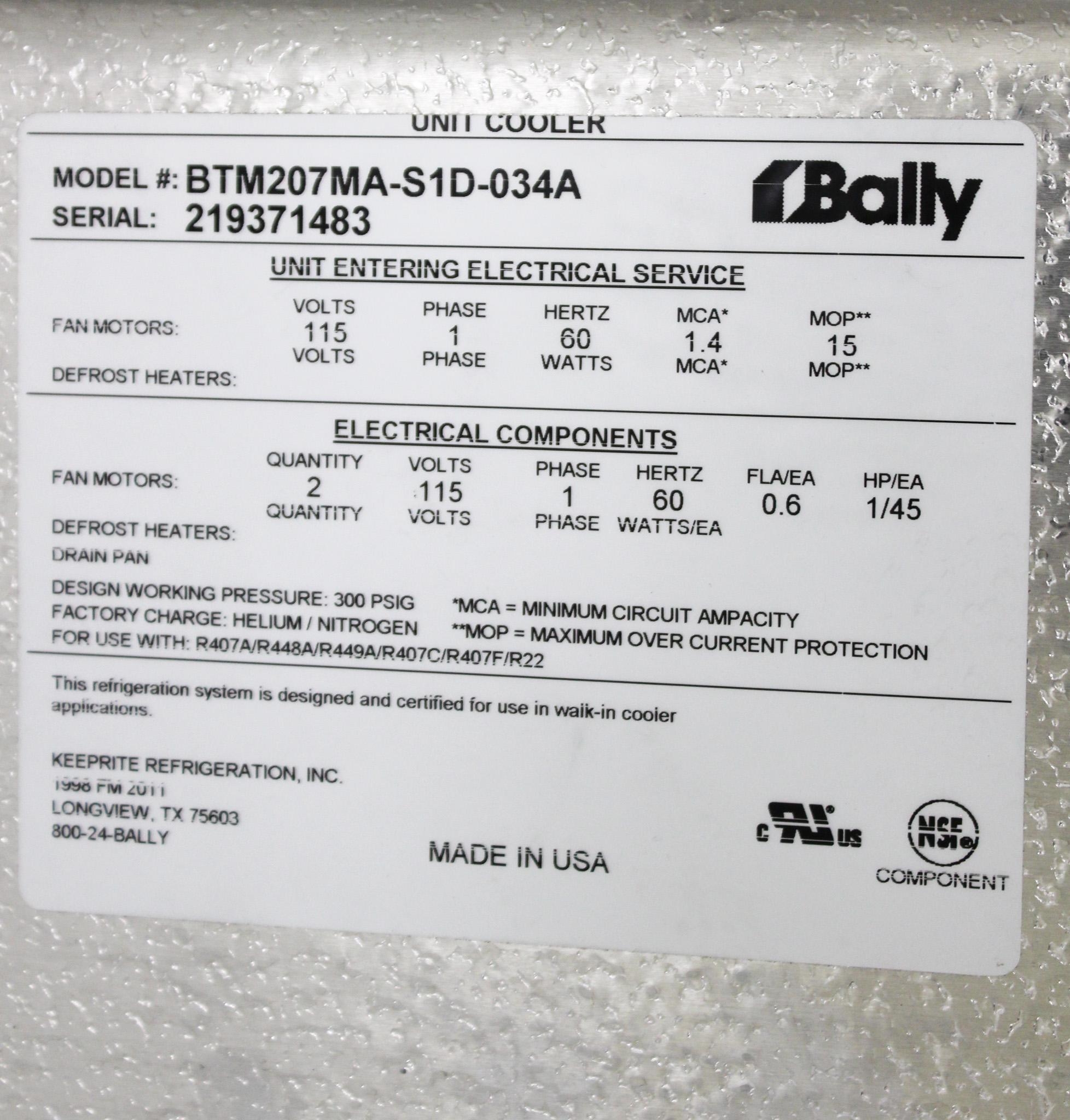 Bally BTM207MA-S1D-034A Two-Way Evaporator A421ABC-02C, New Condition