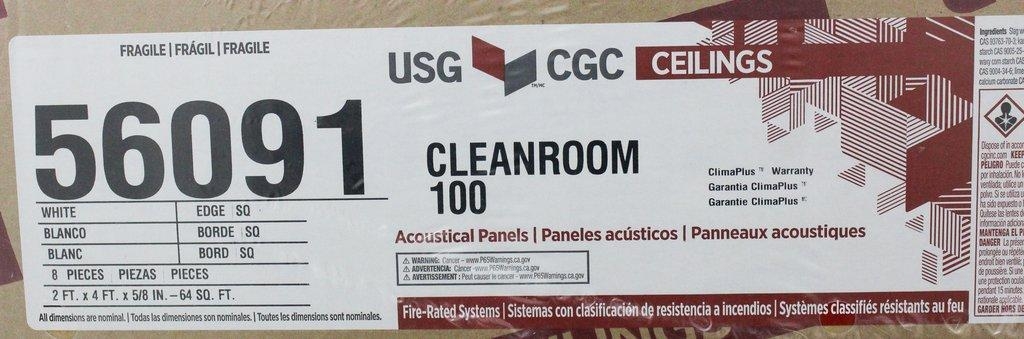 USG Ceilings Clean Room 100 Acoustical Panels Sound Absorption Firecode