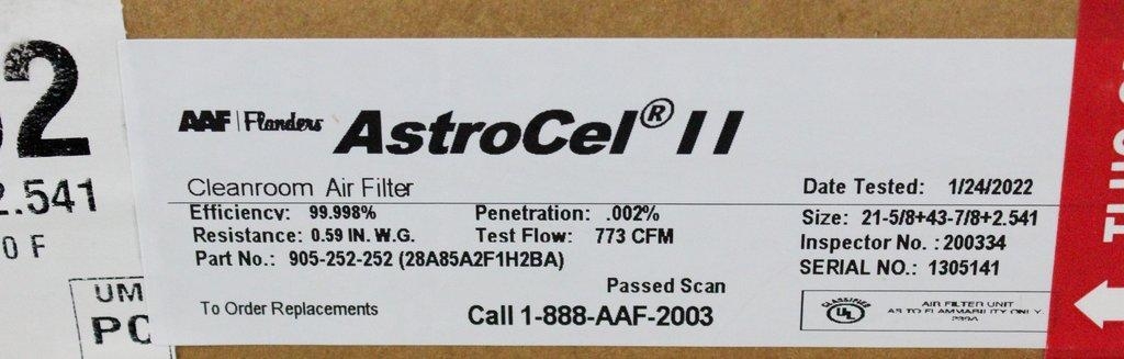 AAF International AstroCel II Cleanroom Air Filter Model 905-252-252