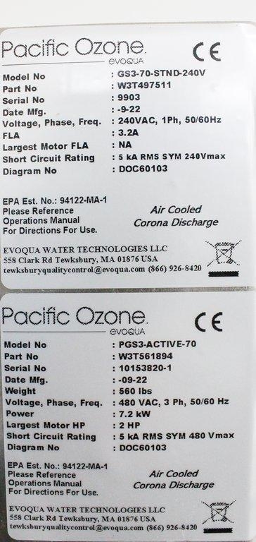 Pacific Ozone Summit GS3-70 Ozone System Industrial Water Treatment