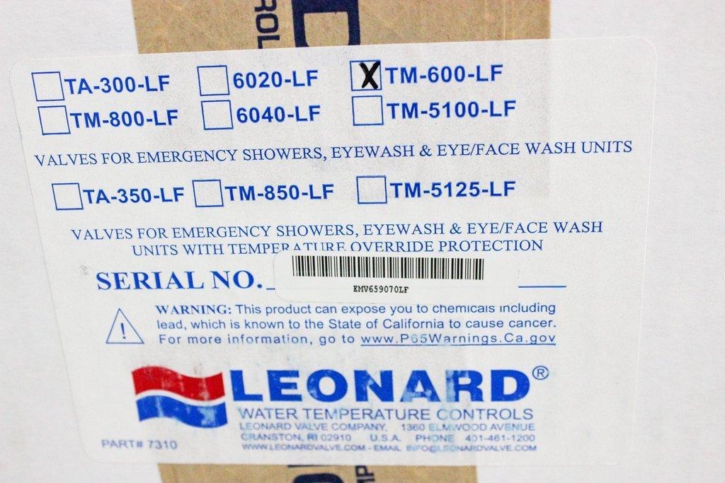 Leonard Valve TM-600-LF Mixing Valve 85F Thermostat Valve System 58 GPM