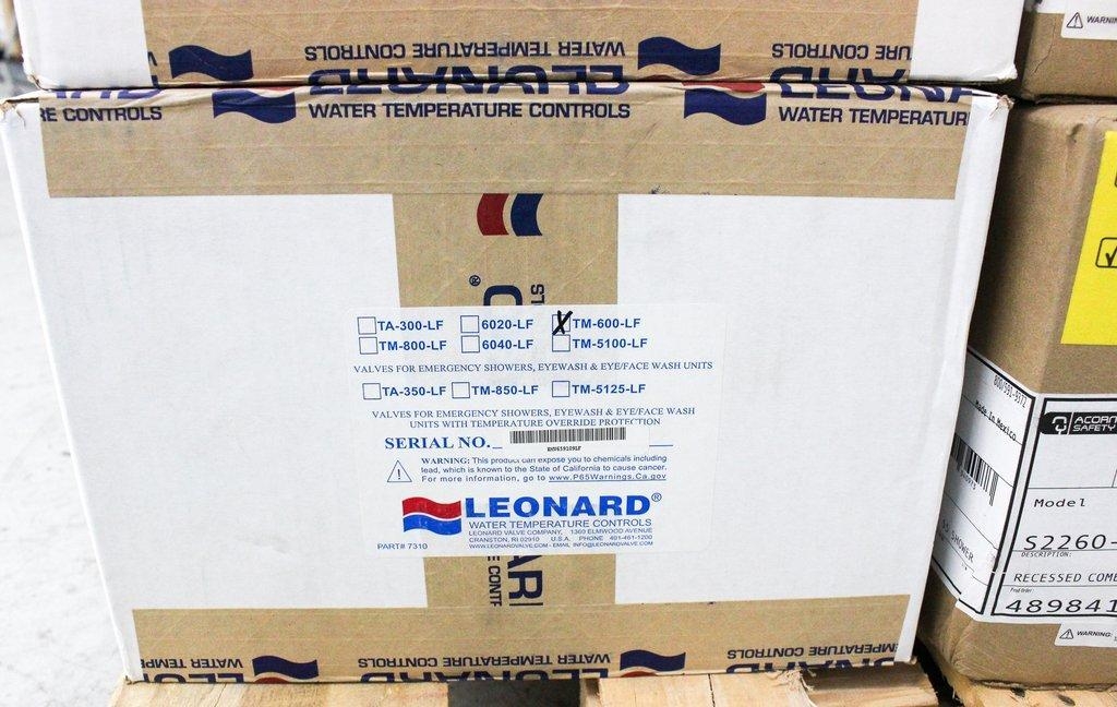 Leonard TM-600-LF Drench Shower Valve 90F Max Temp, 58GPM, Thermostatic Mixing