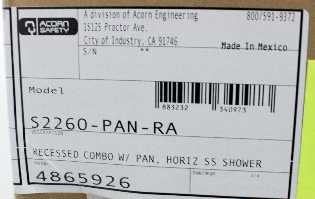 Acorn Safety S2260-PAN-RA Face Wash Station with Emergency Shower