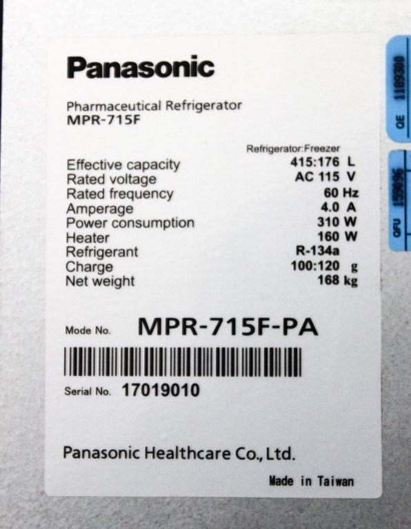 Panasonic Pharmaceutical Refrigerator/Freezer MPR-715F -30C Storage