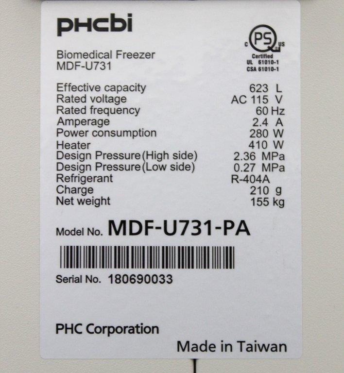 phcbi Biomedical Freezer MDF-U731 Cold Storage, 22.0cuft, -30C, Upright