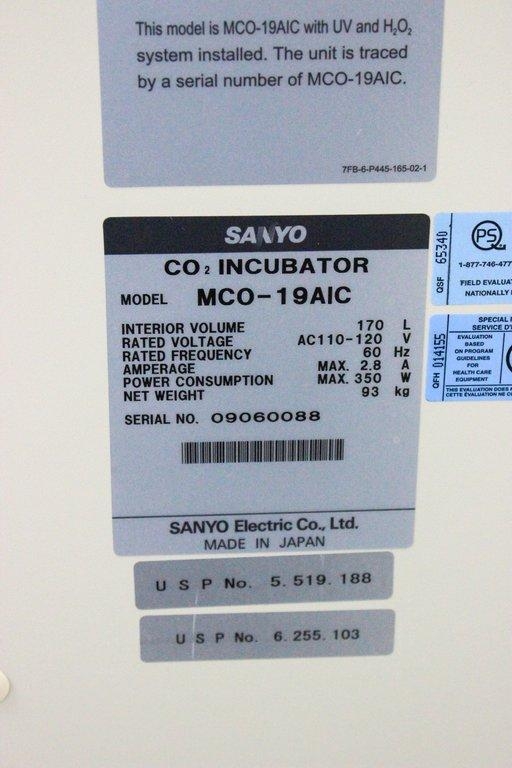 Sanyo MCO-19AIC CO2 Incubator 170L 0-20pct Dual IR Control Excellent