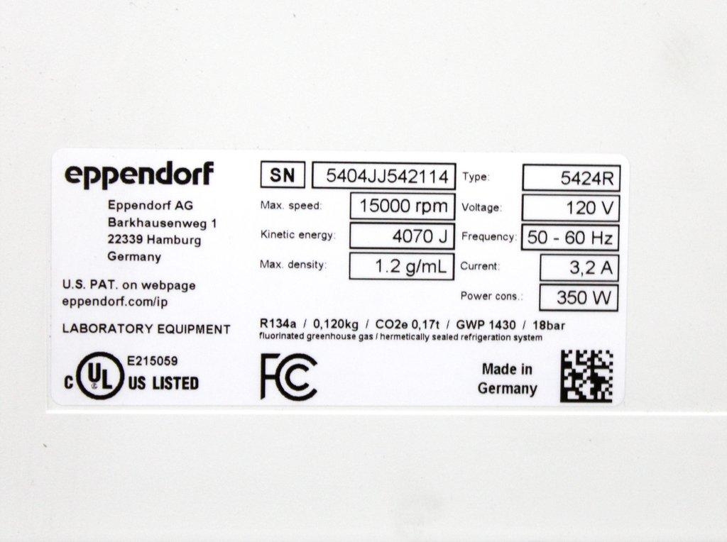 Eppendorf 5424R Microcentrifuge 24-Place PCR Compatible -10 to +40C 15000 RPM