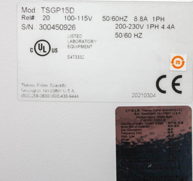 Thermo TSGP15D Water Bath Dual 5L10L 100C Corrosion-Resistant Control