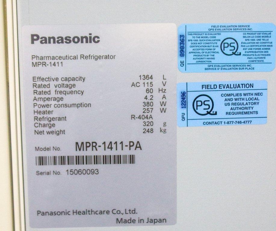 Panasonic MPR-1411 Refrigerator Pharma Stability 1364L Temp Control