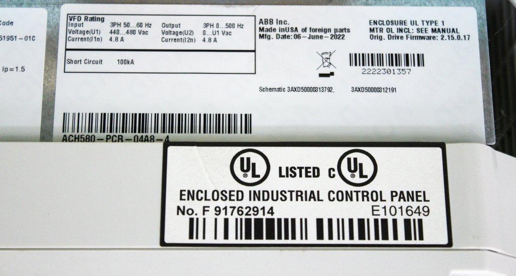 ABB ACH580 HVAC Systems Drive with 3HP 4.8A Output Circuit Breaker 2022