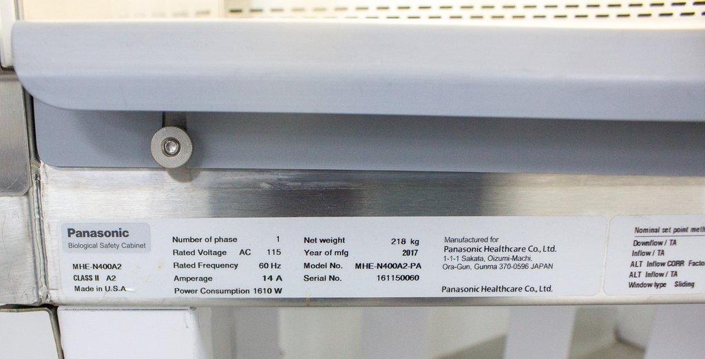 Panasonic MHE-N400A2-PA Biosafety Cabinet Class II A2 115V 60Hz With Stand