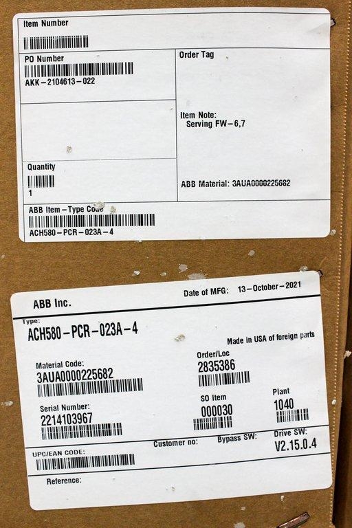 ABB ACH580PCR023A4 AC Drive HVAC WallMounted User Control Panel 15HP VT N1